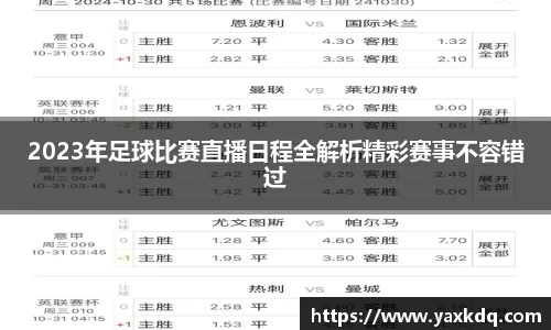 2023年足球比赛直播日程全解析精彩赛事不容错过