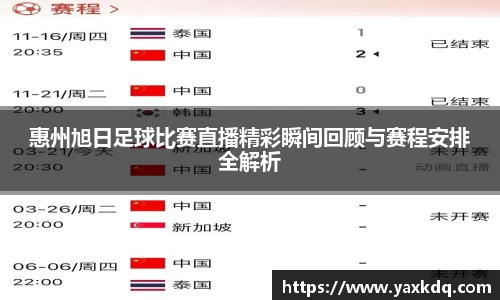 惠州旭日足球比赛直播精彩瞬间回顾与赛程安排全解析